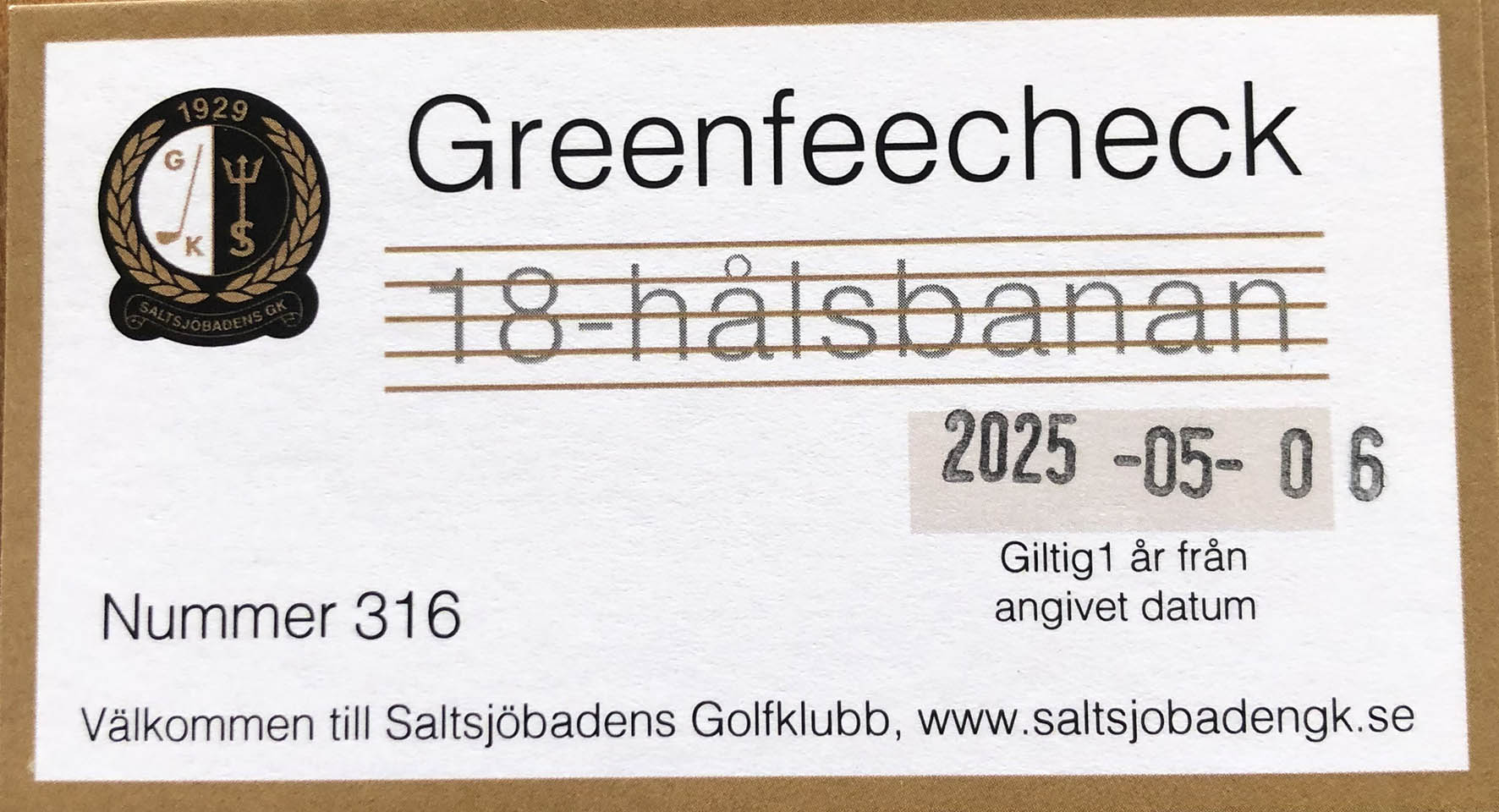 Greenfeecheck till Saltsjöbadens 18-hålsbana